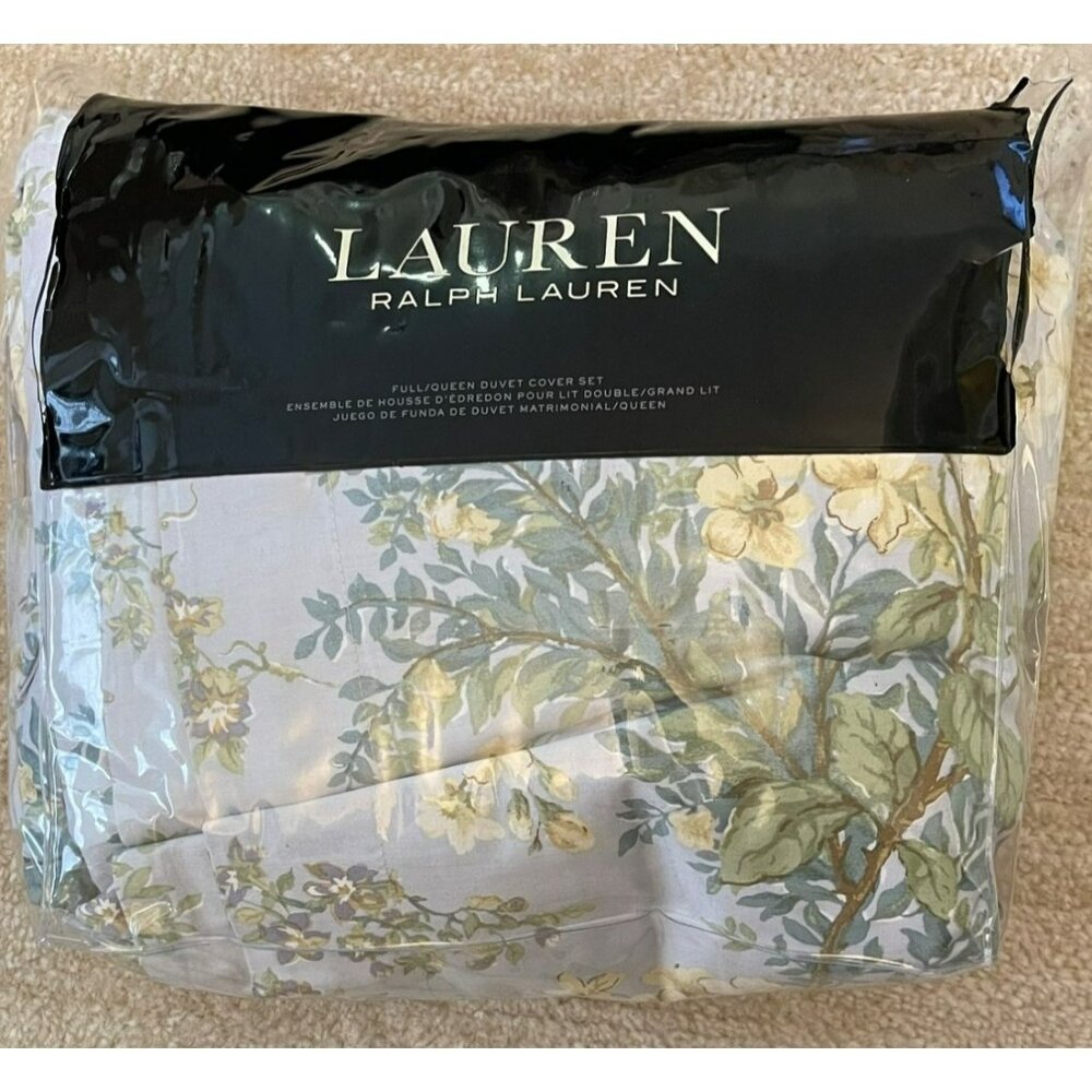 Ralph Lauren Full Queen Blue Yellow Floral Duvet 3 Piece Set Sadie NEW - Picture 2 of 5